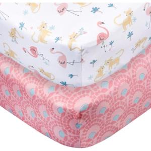 imageGerber Baby Unisex 2Pack Knit Crib Sheet Coastal Calm One SizeAnimal Geo Girl