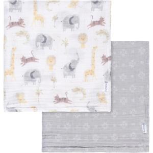 imageGerber Baby Unisex 2Pack Muslin Blanket Coastal Calm One SizeAnimals  Geos Neutral