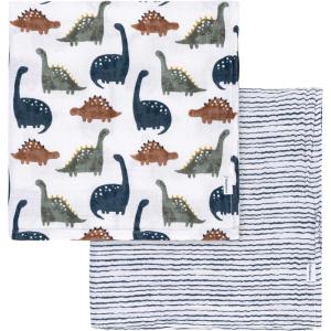 imageGerber Baby Unisex 2Pack Muslin Blanket Coastal Calm One SizeDino Time