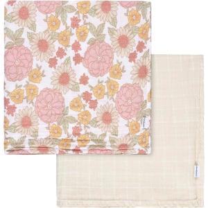 imageGerber Baby Unisex 2Pack Muslin Blanket Coastal Calm One SizeRetro Floral