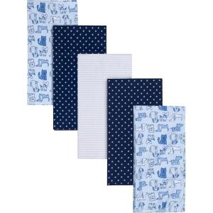 imageGerber Boys Newborn Infant Baby Toddler Nursery 100 Cotton Flannel Receiving Swaddle Blanket Safari White5 Count Pack of 1Dogs Blue