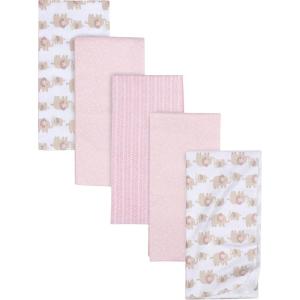 imageGerber Boys Newborn Infant Baby Toddler Nursery 100 Cotton Flannel Receiving Swaddle Blanket Safari White5 Count Pack of 1Elephants Pink