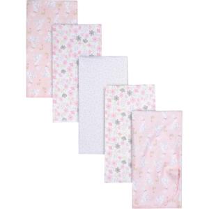 imageGerber Boys Newborn Infant Baby Toddler Nursery 100 Cotton Flannel Receiving Swaddle Blanket Safari White5 Count Pack of 1Mommy  Me Bunny White