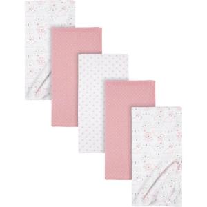 imageGerber Boys Newborn Infant Baby Toddler Nursery 100 Cotton Flannel Receiving Swaddle Blanket Safari White5 Count Pack of 1Pink Critters