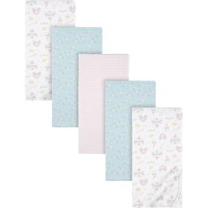 imageGerber Boys Newborn Infant Baby Toddler Nursery 100 Cotton Flannel Receiving Swaddle Blanket Safari White5 Count Pack of 1Princess White
