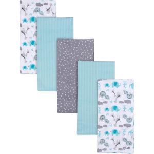 imageGerber Boys Newborn Infant Baby Toddler Nursery 100 Cotton Flannel Receiving Swaddle Blanket Safari White5 Count Pack of 1Safari White