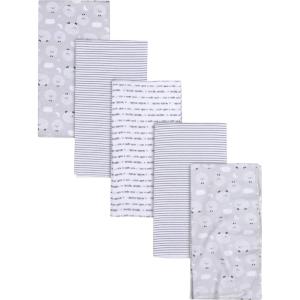 imageGerber Boys Newborn Infant Baby Toddler Nursery 100 Cotton Flannel Receiving Swaddle Blanket Safari White5 Count Pack of 1Sheep Grey