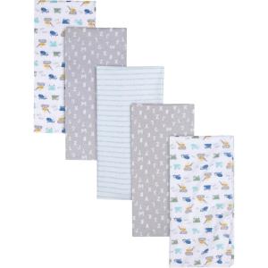 imageGerber Boys Newborn Infant Baby Toddler Nursery 100 Cotton Flannel Receiving Swaddle Blanket Safari White5 Count Pack of 1Trucks White