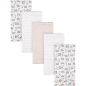 imageGerber Boys Newborn Infant Baby Toddler Nursery 100 Cotton Flannel Receiving Swaddle Blanket Safari White5 Count Pack of 1Woodland Critters White