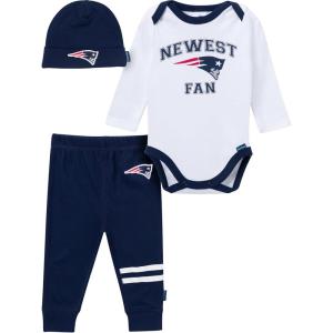 imageGerber NFL Baby Boys 3piece Onesie Bodysuit Active Pant and Cap SetPatriots