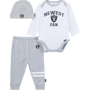 imageGerber NFL Baby Boys 3piece Onesie Bodysuit Active Pant and Cap SetRaiders