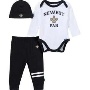 imageGerber NFL Baby Boys 3piece Onesie Bodysuit Active Pant and Cap SetSaints