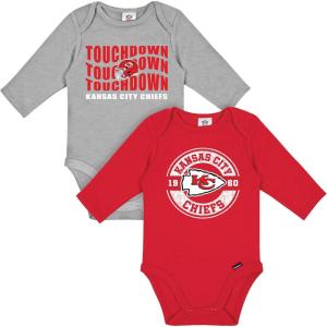 imageGerber NFL Unisex Baby Nfl 2pack Long Sleeve Onesie BodysuitChiefs