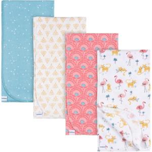 imageGerber Unisex Baby 100 Cotton Flannel Receiving Blankets 30x30 Inches Pack of 4 Animal Geo Girl One SizeAnimal Geo Girl