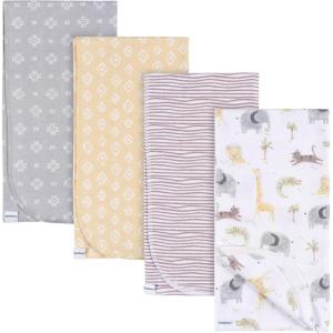 imageGerber Unisex Baby 100 Cotton Flannel Receiving Blankets 30x30 Inches Pack of 4 Animal Geo Girl One SizeAnimals  Geos Neutral