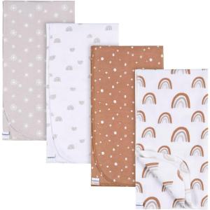 imageGerber Unisex Baby 100 Cotton Flannel Receiving Blankets 30x30 Inches Pack of 4 Animal Geo Girl One SizeBoho Rainbow