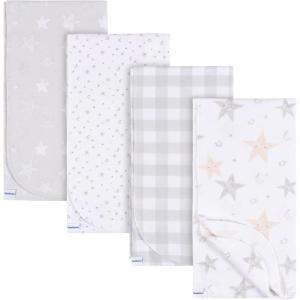 imageGerber Unisex Baby 100 Cotton Flannel Receiving Blankets 30x30 Inches Pack of 4 Animal Geo Girl One SizeCelestial