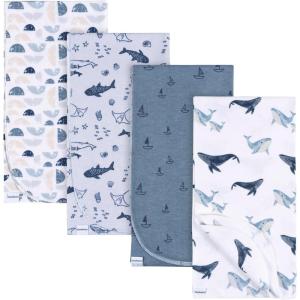 imageGerber Unisex Baby 100 Cotton Flannel Receiving Blankets 30x30 Inches Pack of 4 Animal Geo Girl One SizeCoastal Calm