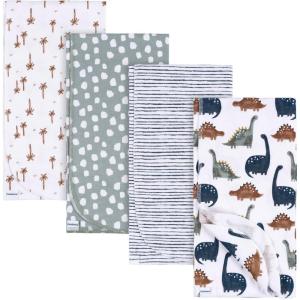 imageGerber Unisex Baby 100 Cotton Flannel Receiving Blankets 30x30 Inches Pack of 4 Animal Geo Girl One SizeDino Time