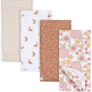 imageGerber Unisex Baby 100 Cotton Flannel Receiving Blankets 30x30 Inches Pack of 4 Animal Geo Girl One SizeRetro Floral