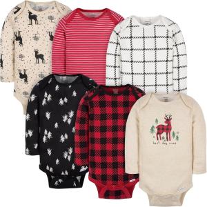 imageGerber Unisex Baby 6 Pack Longsleeve Onesies BodysuitMoose