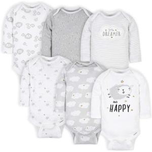 imageGerber Unisex Baby 6 Pack Longsleeve Onesies BodysuitSheep Grey