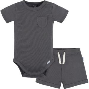 imageGerber Unisex Baby Bodysuit and Short SetDark Grey
