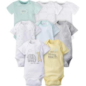 imageGerber unisexbaby 8pack Short Sleeve Onesies BodysuitsAnimals Green