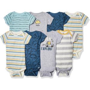 imageGerber unisexbaby 8pack Short Sleeve Onesies BodysuitsDinosaur Blue