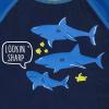 image2Piece Baby ampamp Toddler Boys Later Gator Rash Guard ampamp Swim Trunks SetBlue and White Sharks