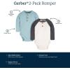 imageGerber Baby Boys Long Sleeve Henley Onesies 2 PackBlue and Ivory