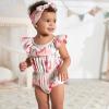 imageGerber Baby Girls 3Piece Short Sleeve Onesies Diaper Cover ampamp Headband SetBlue Rose