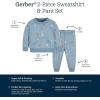 imageGerber Baby ampamp Toddler Boys 2Piece Fleece Sweatshirt and Jogger SetBlue Leaves
