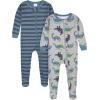 imageGerber BabyBoys 4Pack Footed PajamasEverybody Roar  Lets Go Exploring
