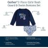 imageGerber Girls Baby Toddler Long Sleeved Rashguard Swim Bathing Suit SetPurple Floral Shell