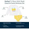 imageGerber Girls Baby Toddler Long Sleeved Rashguard Swim Bathing Suit SetWhite Yellow Lemons