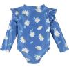 imageGerber Girls Toddler Long Sleeve One Piece Rashguard SwimsuitBlue Daisies