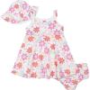 imageGerber babygirls 3piece Sundress Diaper Cover and Hat SetWhite and Pink Garden
