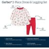 imageGerber babygirls Baby Girls 2piece Dress ampamp Legging SetRed White Winter Scene