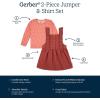 imageGerber babygirls Toddler 2 Piece Overall Dress SetToddler Orange Leaves
