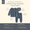 imageModern Moments by Gerber Baby Velour 2Piece Drop Shoulder Top ampamp Pant SetMedium Blue