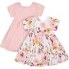 image2Pack Baby Girls Pink Floral Short Sleeve Dresses