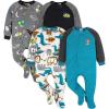 imageGerber Baby Boys Toddler Loose Fit Flame Resistant Fleece Footed Pajamas 4PackGrey Space  Lion