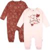 imageGerber Baby Girls 2pack Long Sleeve JumpsuitPink Leaves