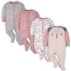 imageGerber Baby Girls 4 Pack Sleep N Play FootieBear Pink