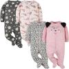 imageGerber Baby Girls 4 Pack Sleep N Play FootieLeopard Pink