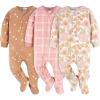 imageGerber Baby Girls Flame Resistant Fleece Footed Pajamas 3PackPink Floral