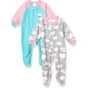 imageGerber Baby Girls Toddler Loose Fit Flame Resistant Fleece Footed Pajamas 2PackBluePink Clouds