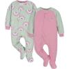 imageGerber Baby Girls Toddler Loose Fit Flame Resistant Fleece Footed Pajamas 2PackRainbow Green