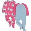 imageGerber Baby Girls Toddler Loose Fit Flame Resistant Fleece Footed Pajamas 2PackTigers Pink